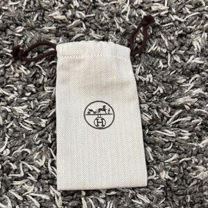 Hermes Ivory and Brown Drawstring Pouch